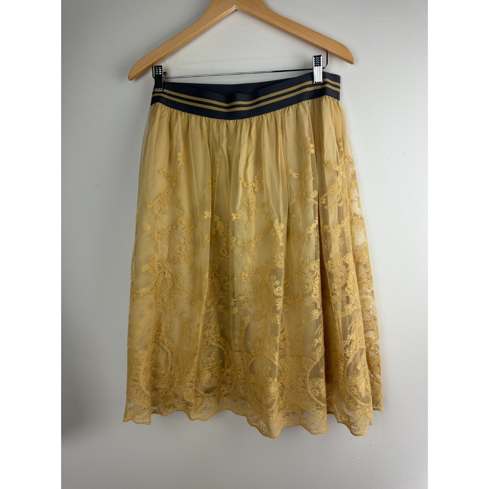 NEW Ariat Stevie Midi Skirt Gold Dust Floral Tulle Lace Mesh XL Ethereal Fairy - Picture 12 of 15
